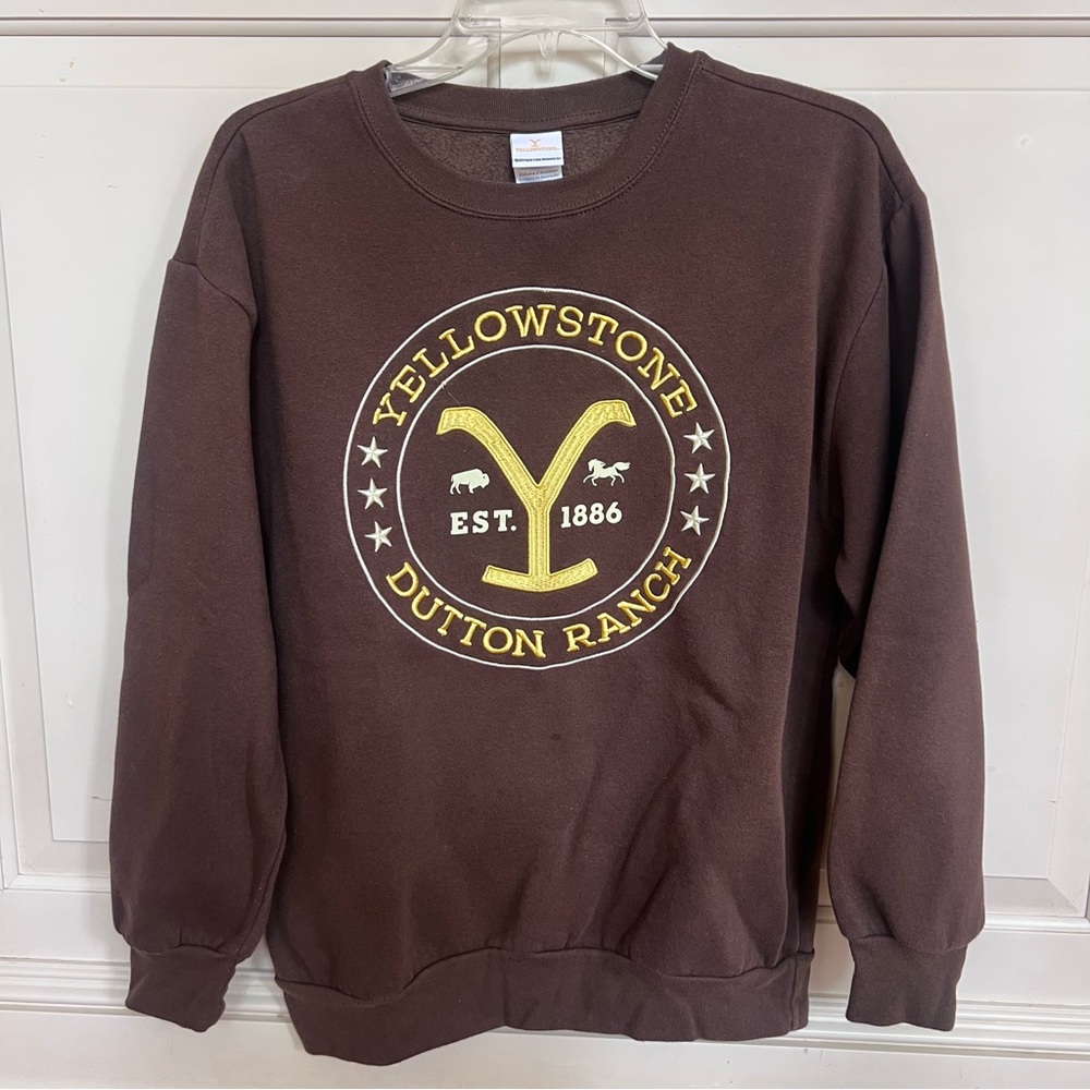 Yellowstone Dutton Ranch Sweatshirt fits like men’s medium.